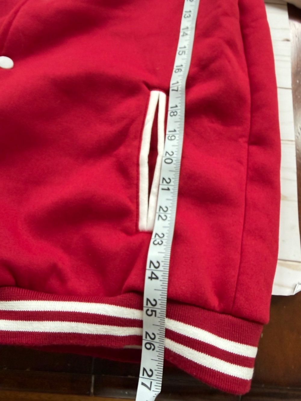 Red Varsity Jacket Women Size M Snap Front Bomber Letterman Style - Picture 9 of 9